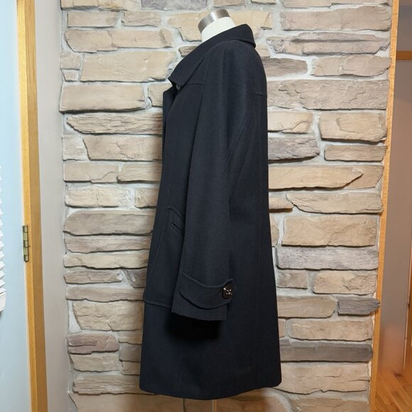Attention black wool blend long coat button front classic overcoat womens - Picture 3 of 9
